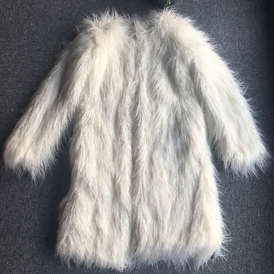 Damen Fluffiger Langmantel mit rauem Fell R&B