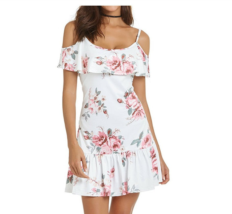 Damen Sommerkleid mit Rüschen und Blumenmuster R&B