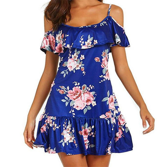 Damen Sommerkleid mit Rüschen und Blumenmuster R&B