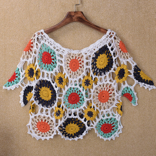 Damen Häkeloberteil mit buntem Floral-Design R&B
