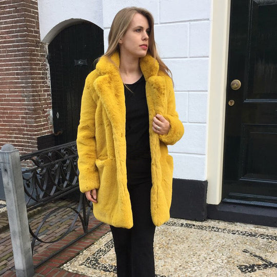 Damen luxuriöser Fleece-Mantel R&B