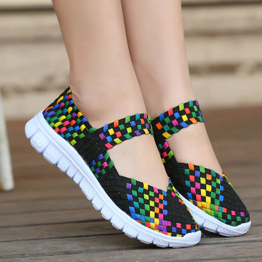 R&B elastische Band gewebt leichte flache Schuhe