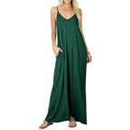 Damen Maxikleid mit verstellbaren Trägern und seitlichen Taschen R&B