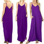 Damen Maxikleid mit verstellbaren Trägern und seitlichen Taschen R&B
