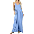 Damen Maxikleid mit verstellbaren Trägern und seitlichen Taschen R&B