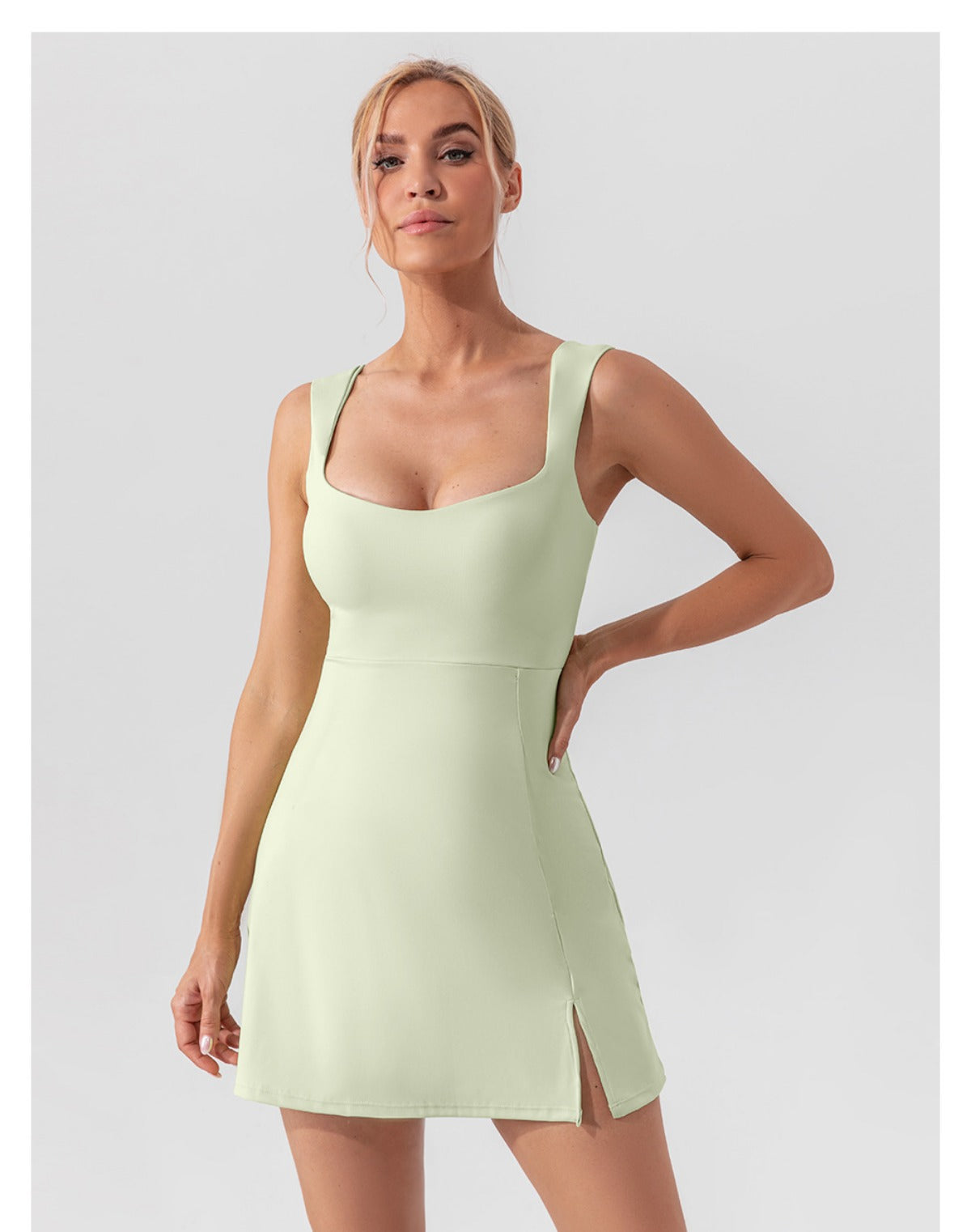 R&B | Hosenträger einfarbig Yoga Tennisrock leichtes Sportkleid