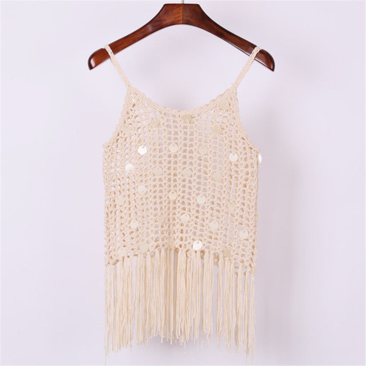 Damen trendiges Häkel-Top mit fransigen Details R&B