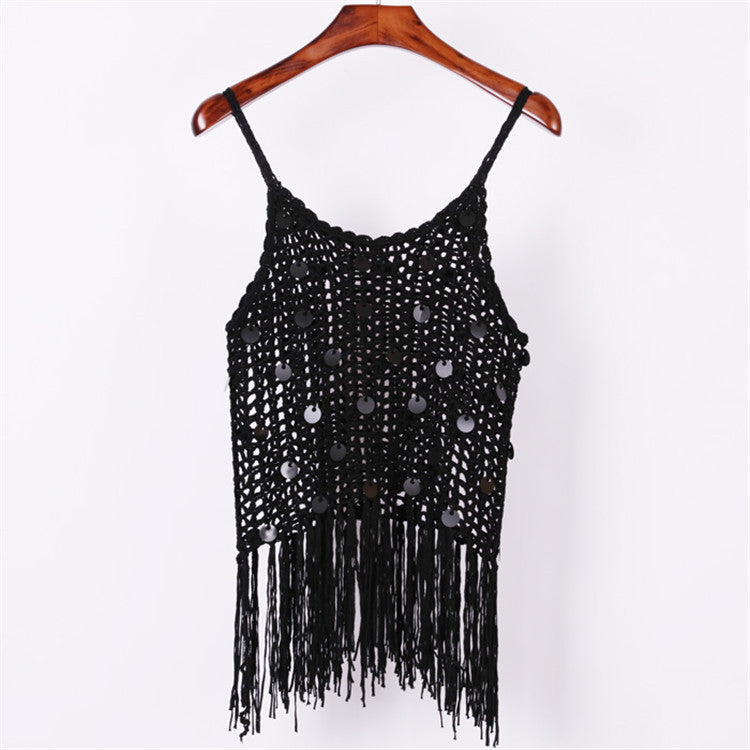 Damen trendiges Häkel-Top mit fransigen Details R&B