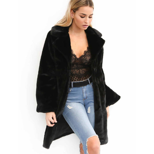 Damen luxuriöser Fleece-Mantel R&B