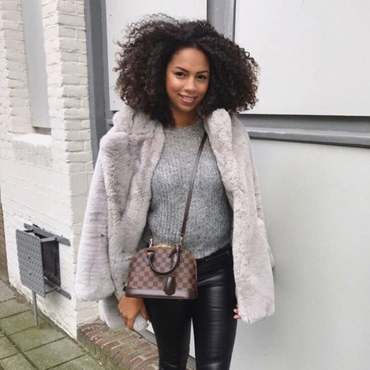 Damen luxuriöser Fleece-Mantel R&B