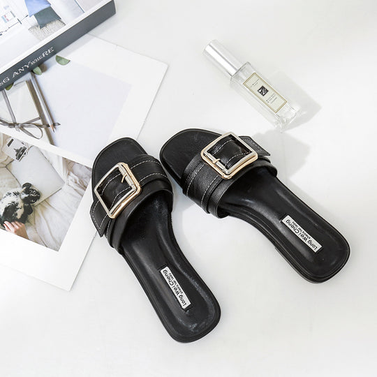 Damen modische Pantoletten mit eleganter Schnallenverzierung R&B