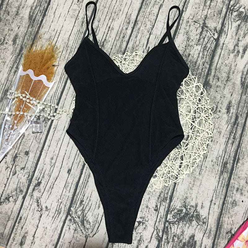 Damen Monokini mit hohem Beinausschnitt und transparentem Mesh-Design