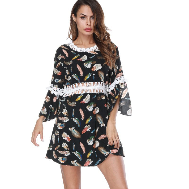 Damen Häkel-Strandkleid mit eleganter Spitzenverzierung R&B