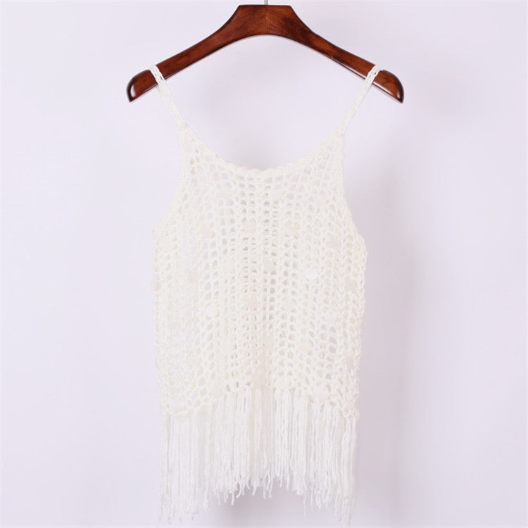 Damen trendiges Häkel-Top mit fransigen Details R&B