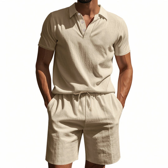 R&B | Kurzärmliges Poloshirt und Shorts Strandanzug