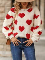 R&B | Gemütlicher Strickpullover mit Herzmuster für Winterliche Eleganz