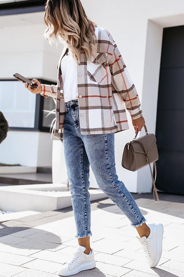 R&B | Feeling Plaid Mit Taschen Entspannte Jacke
