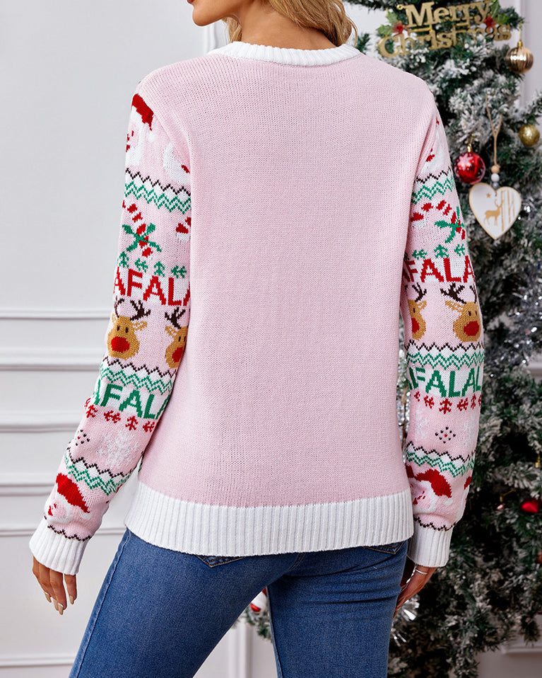 R&B | Pink gestrickter Weihnachtspullover