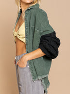 R&B | Kabelstrick Raw Hem Denim Jacke