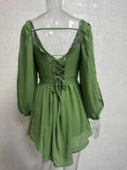 R&B | Langärmeliges Neckholder-Kleid aus Mesh