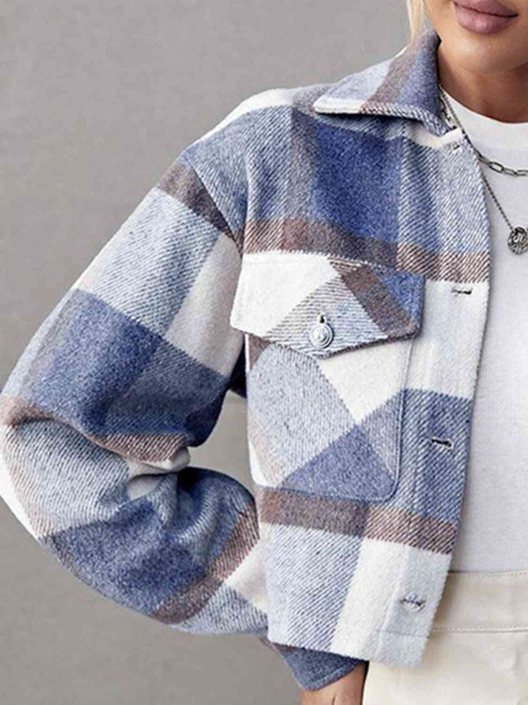 R&B | Karierte Kragenknopf Jacke