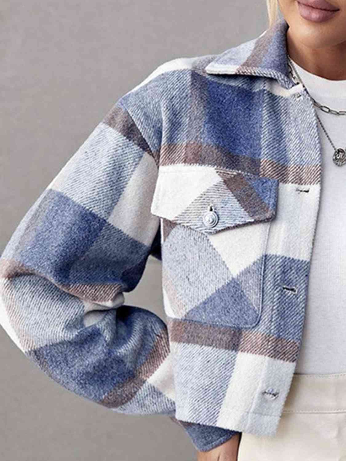 R&B | Karierte Kragenknopf Jacke