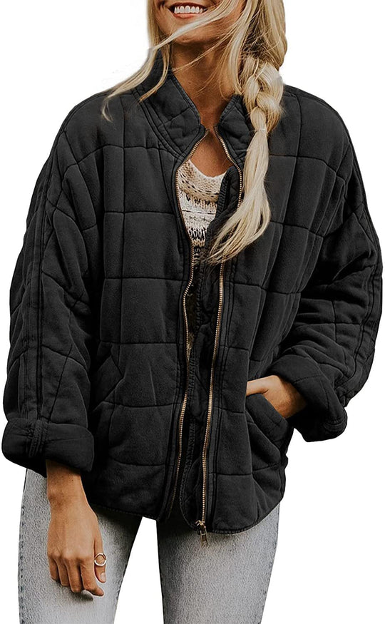 R&B | Warm Plaid-Jacke mit Taschen für Frauen