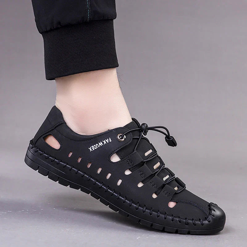 Aviator Leder-Sandalen mit Wickelzehe R&B R&B