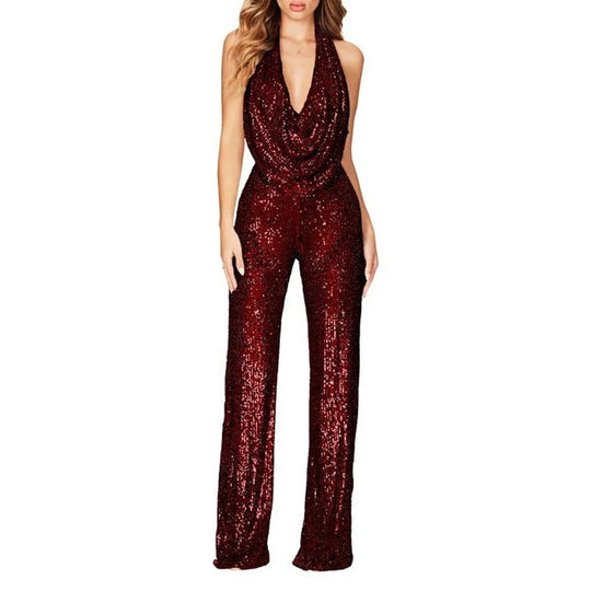 Damen eleganter Glitzer-Jumpsuit R&B