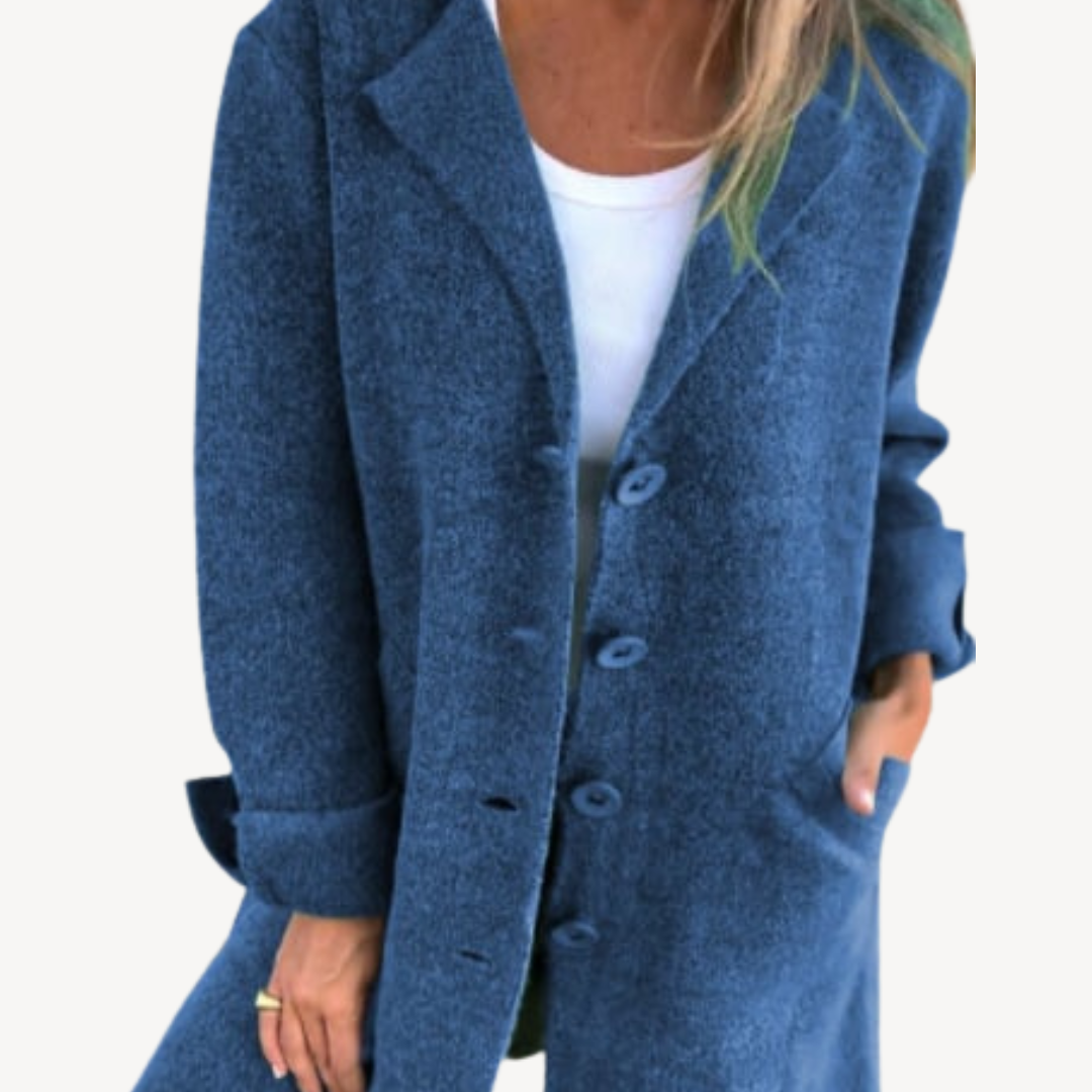 R&B | Frauen Wollmischung Langjacke mit Knopfverschluss
