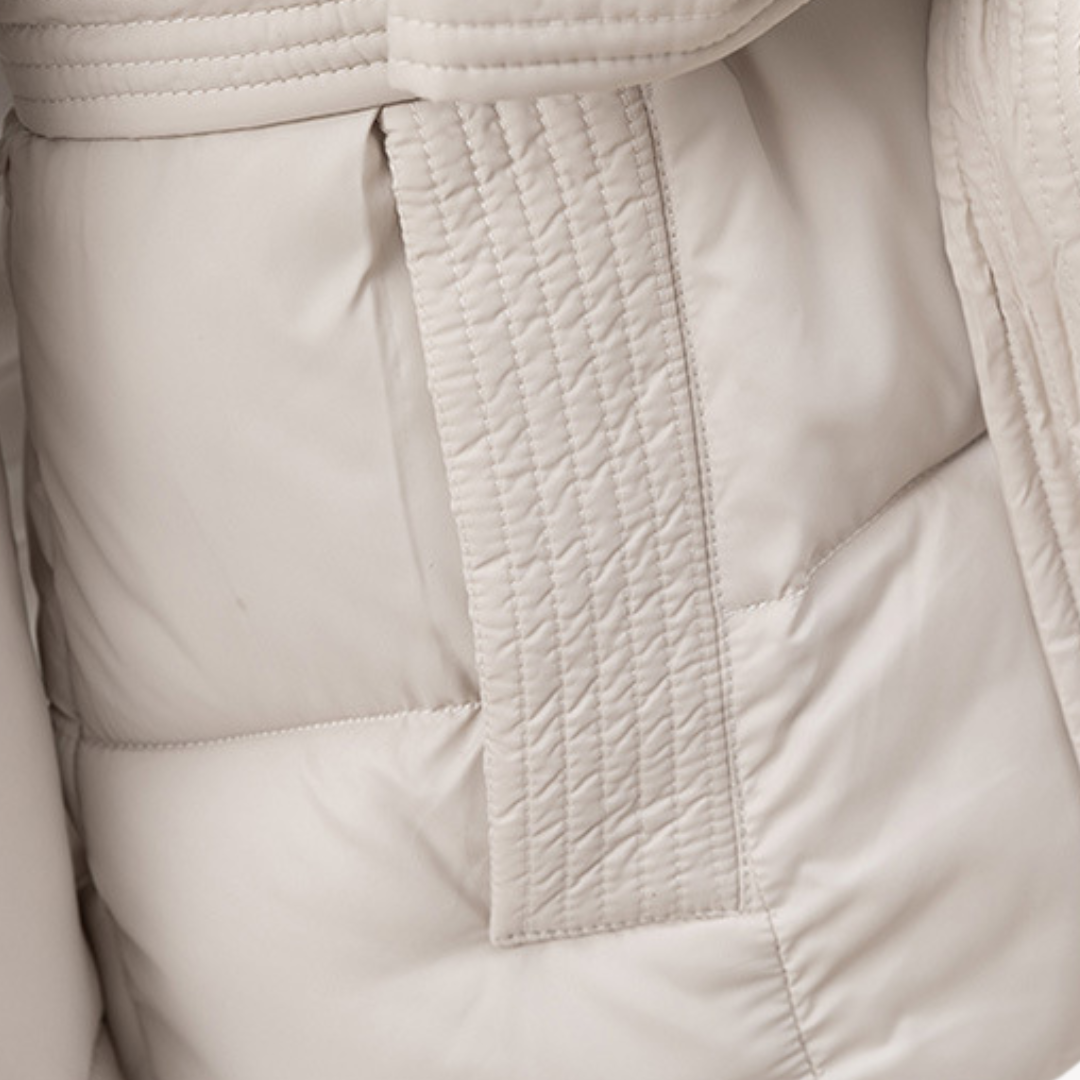 R&B | Damen Pufferjacke mit Kapuze und Gürtel