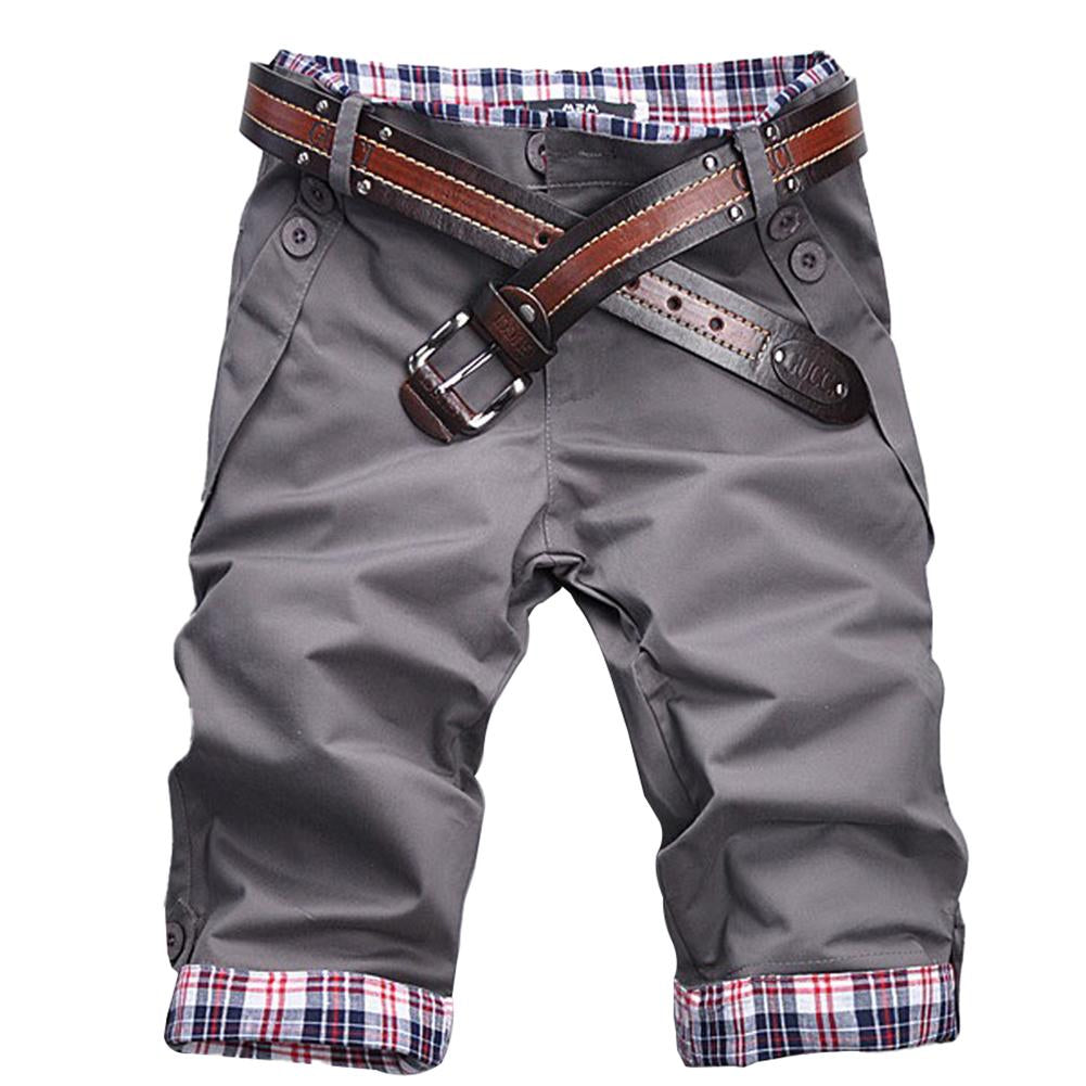 R&B – Hochwertige Shorts mit Gürtel und Karomuster