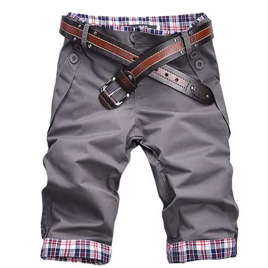 R&B – Hochwertige Shorts mit Gürtel und Karomuster