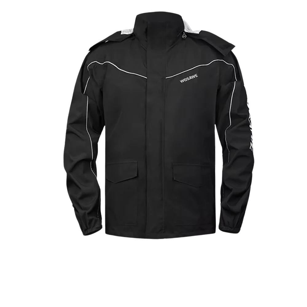 R&B | Herren Motorrad Regenjacke Wasserdicht - Reflexschwarz/Grün S-2XL