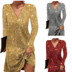 Glitzerndes Damen Paillettenkleid mit Langen Ärmeln für Party & Events - R&B