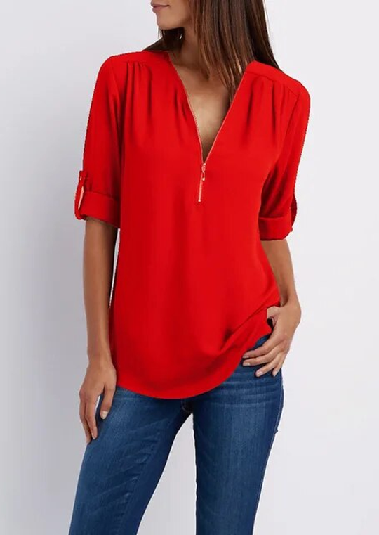 R&B | Chiffonbluse mit Reißverschluss