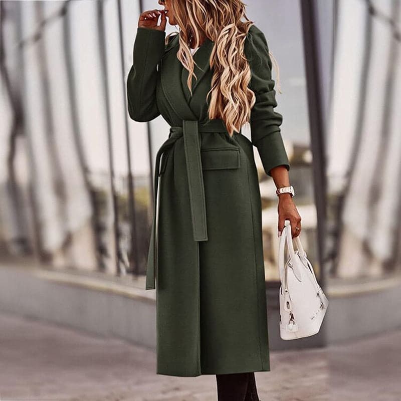R&B | Trenchcoat - Langer Eleganter Schnitt - Taillengürtel - Klassische Breite Revers