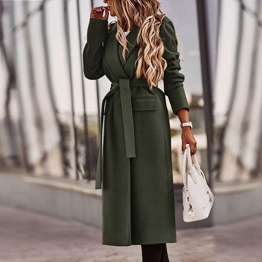 R&B | Trenchcoat - Langer Eleganter Schnitt - Taillengürtel - Klassische Breite Revers