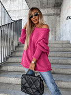 R&B | Locker Gestrickter Damenpullover mit Schulterfreies Design