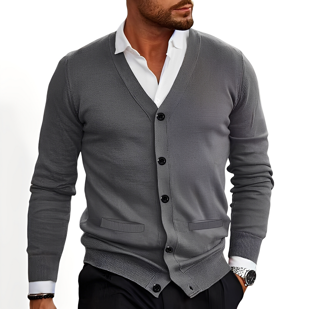 R&B | Eleganter Cardigan mit Knopfblende für Herren