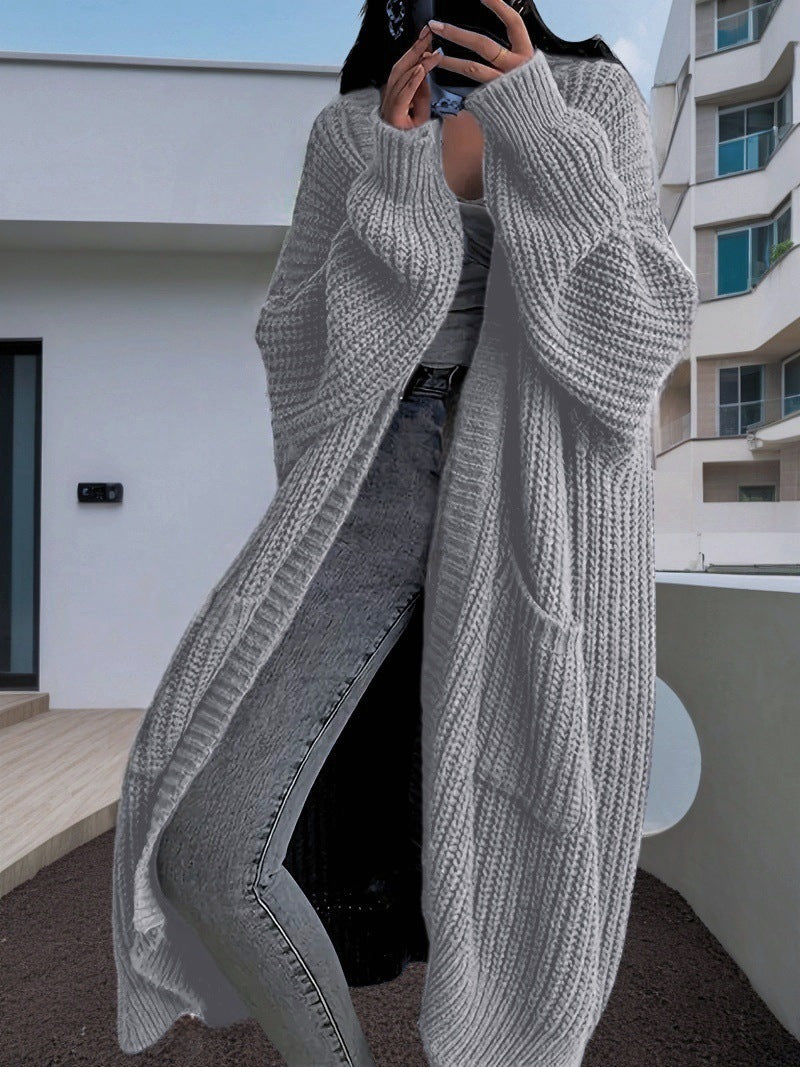 Damen Kuscheliger Strickmantel mit Gürtel und praktischen Taschen R&B