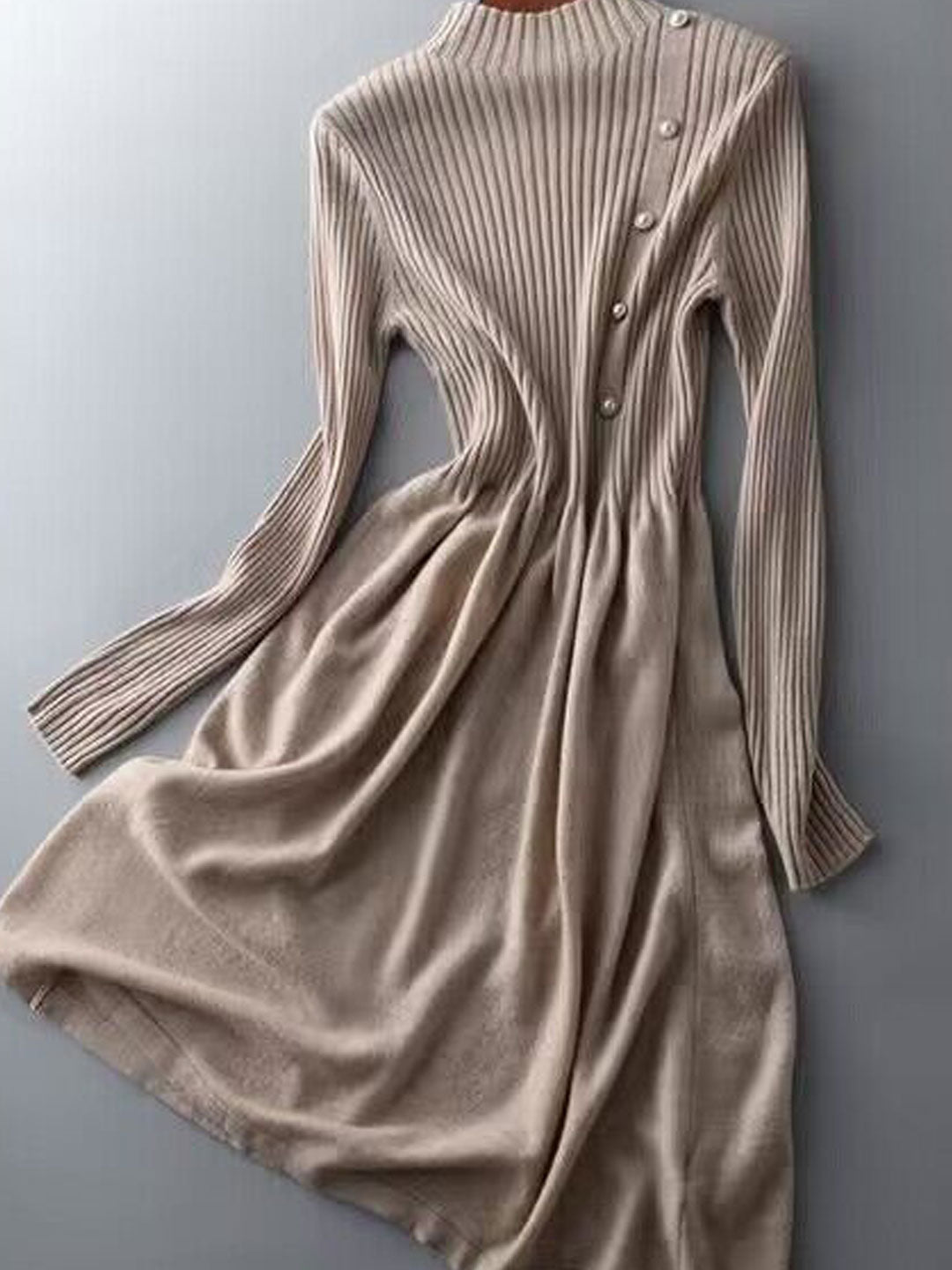 R&B | Kleid - Elegantes Rollkragen Strickkleid