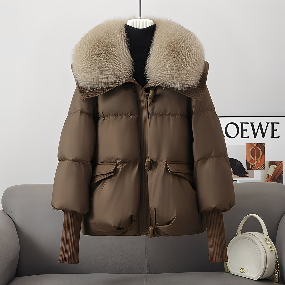 R&B | moderne Windjacke mit Daunen und Pelzkragen für Damen