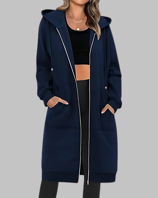 R&B | Lässige Zip-Up Übergroße Lange Jacke
