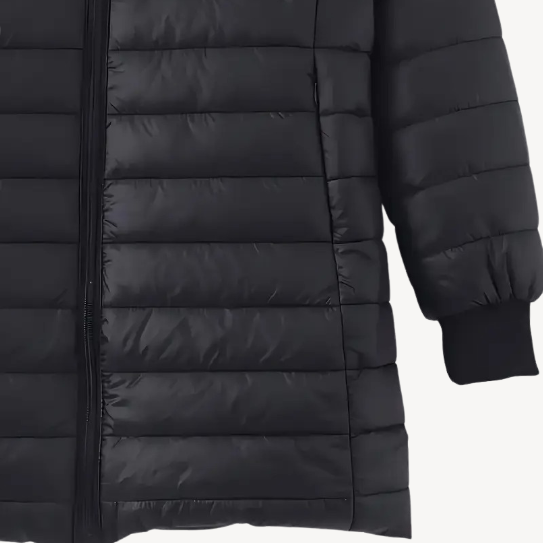 R&B | Damen Kapuzen-Puffermantel mit Sherpa-Futter