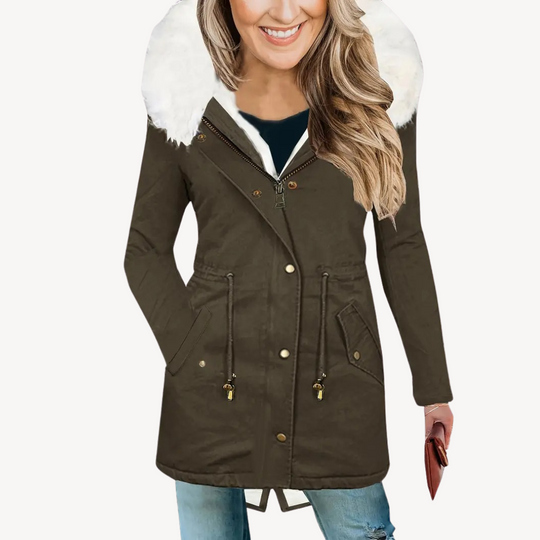 R&B | Damen Kunstpelz Kapuzen Parka Jacke