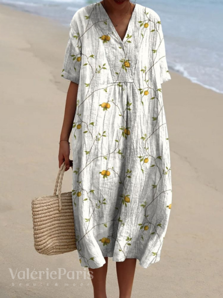 R&B | Lässiges Kleid mit Floralem Druck aus Atmungsaktivem Baumwollstoff