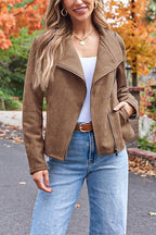 R&B | Up Pocketed Faux Suede Motorradjacke (in 7 Farben)