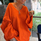 R&B | Locker Gestrickter Damenpullover mit V-Ausschnitt