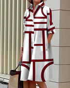 R&B | Kleid mit Taschen und Geometrischem Druck
